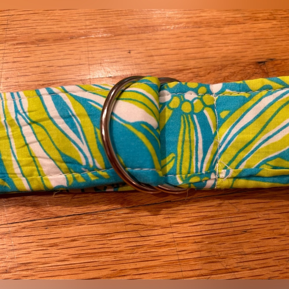 Lilly Pulitzer patterned fabric D-Ring Belt